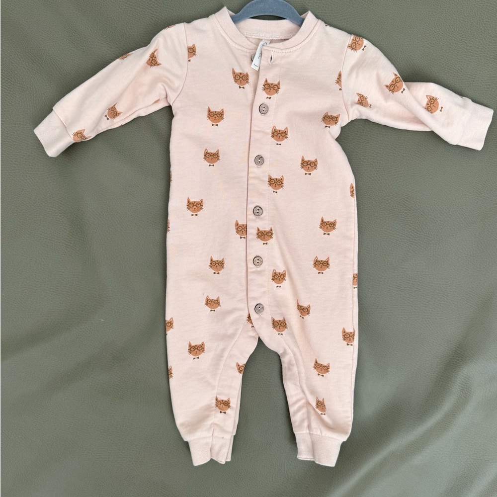 Rylee + Cru Cream Cat Print Kids One Piece